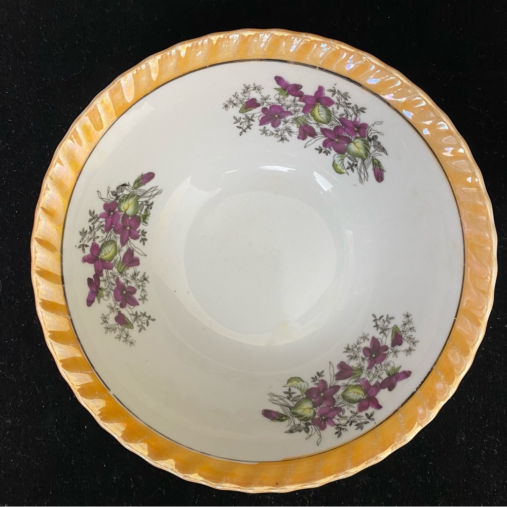 Vintage, Yamatsu Japan Lusterware Porcelain Floral Yellow Cereal/Soup Bowl